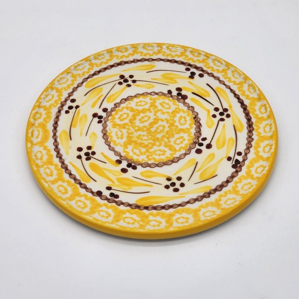 Temp-tations by Tara Hot Plate Lovely Yellow Old World Round Hand Painted